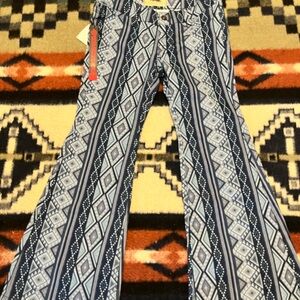 Rock & Roll Cowgirl Kids Patterned Jeans - Blue and White